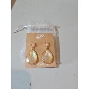 Plunder Earrings (new) PINK & WHITE TEARDROP -1.75" DROP (MADE OF NATURAL SHELL)